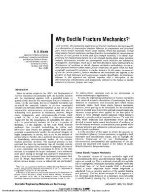 Why Ductile Fracture Mechanics?1