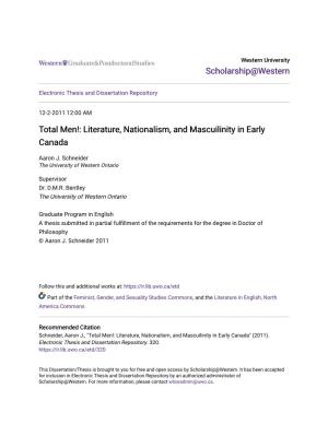 Total Men!: Literature, Nationalism, and Mascuilinity in Early Canada