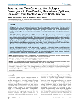 Opiliones, Laniatores) from Montane Western North America