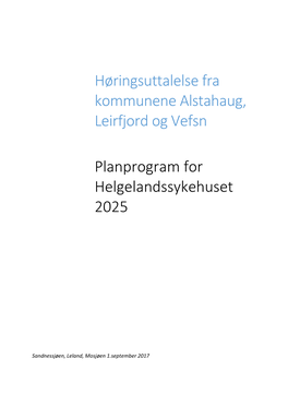Planprogram for Helgelandssykehuset 2025