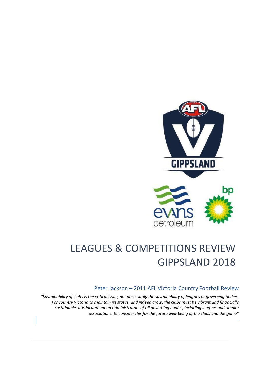 Leagues & Competitions Review Gippsland 2018