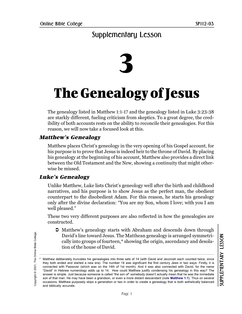 The Genealogy of Jesus