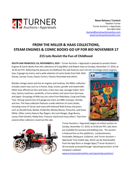 Rom the Miller & Haas Collections, Steam Engines & Comic Books Go up for Bid November