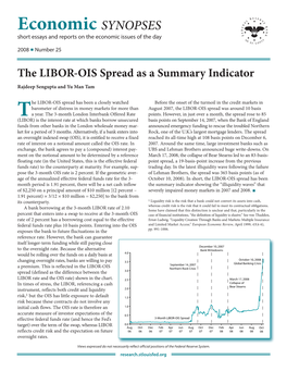 The LIBOR-OIS Spread As a Summary Indicator Rajdeep Sengupta and Yu Man Tam