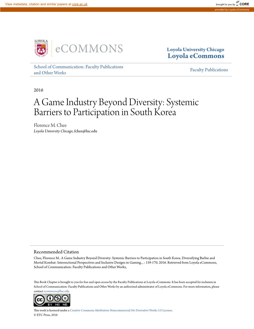 Systemic Barriers to Participation in South Korea Florence M