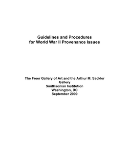 Guidelines and Procedures for World War II Provenance Issues