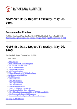 Napsnet Daily Report Thursday, May 26, 2005