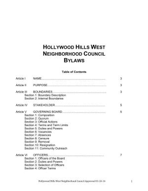 Hollywood Hills West Neighborhood Council Bylaws