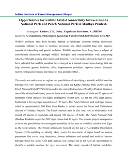 Opportunities for Wildlife Habitat Connectivity Between Kanha National Park and Pench National Park in Madhya Pradesh