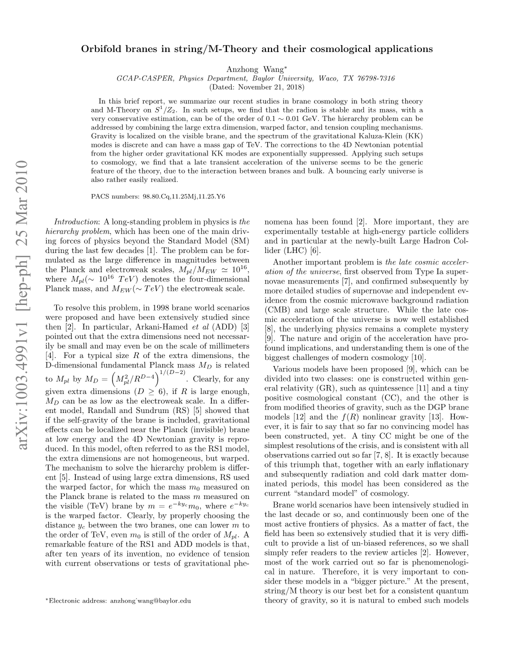 Orbifold Branes in String/M-Theory and Their Cosmological Applications