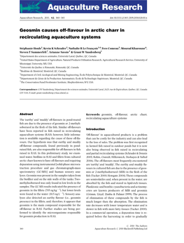 Geosmin Causes Off-Flavour in Arctic Charr in Recirculating Aquaculture Systems