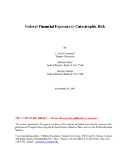 Federal Financial Exposure to Catastrophic Risk