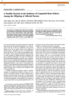 A Possible Increase in the Incidence of Congenital Heart Defects Among the Offspring of Affected Parents