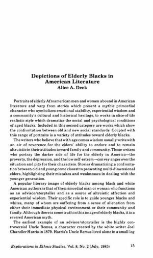 Depictions of Elderly Blacks in American Literature Alice A
