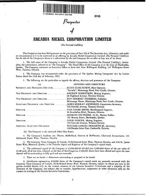 Prospectus of Arcadia Nickel Corp
