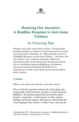 A Buddhist Response to Anti-Asian Violence by Chenxing