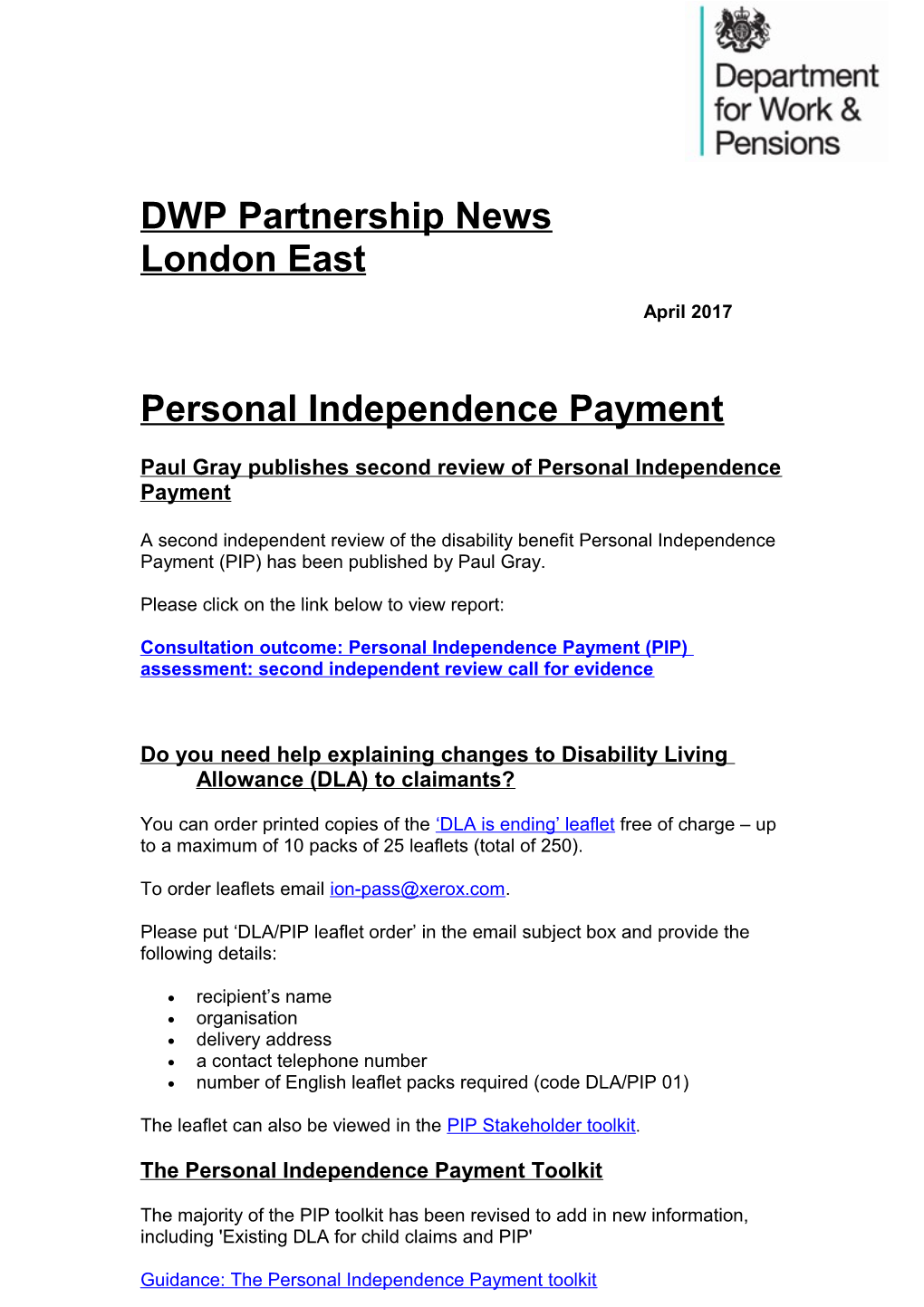 Paul Gray Publishes Second Review of Personal Independence Payment