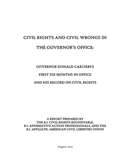 Civil Rights and Civil Wrongs in the Governor's Office