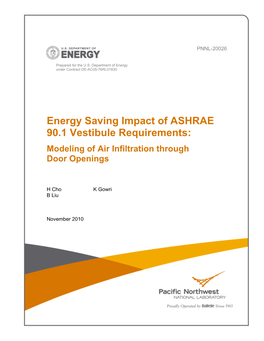 Energy Saving Impact of ASHRAE 90.1 Vestibule Requirements: Modeling of Air Infiltration Through Door Openings