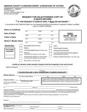 Authorized Copy of a Death Record