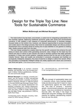 Design for the Triple Top Line: New Tools for Sustainable Commerce