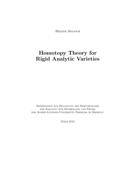 Homotopy Theory for Rigid Analytic Varieties