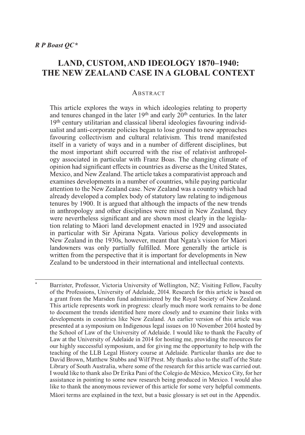 The New Zealand Case in a Global Context