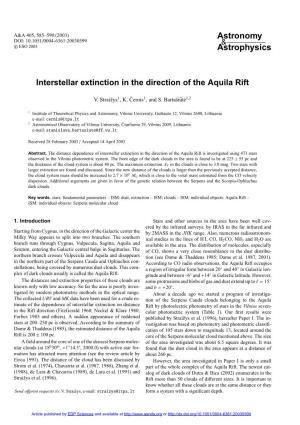 Interstellar Extinction in the Direction of the Aquila Rift