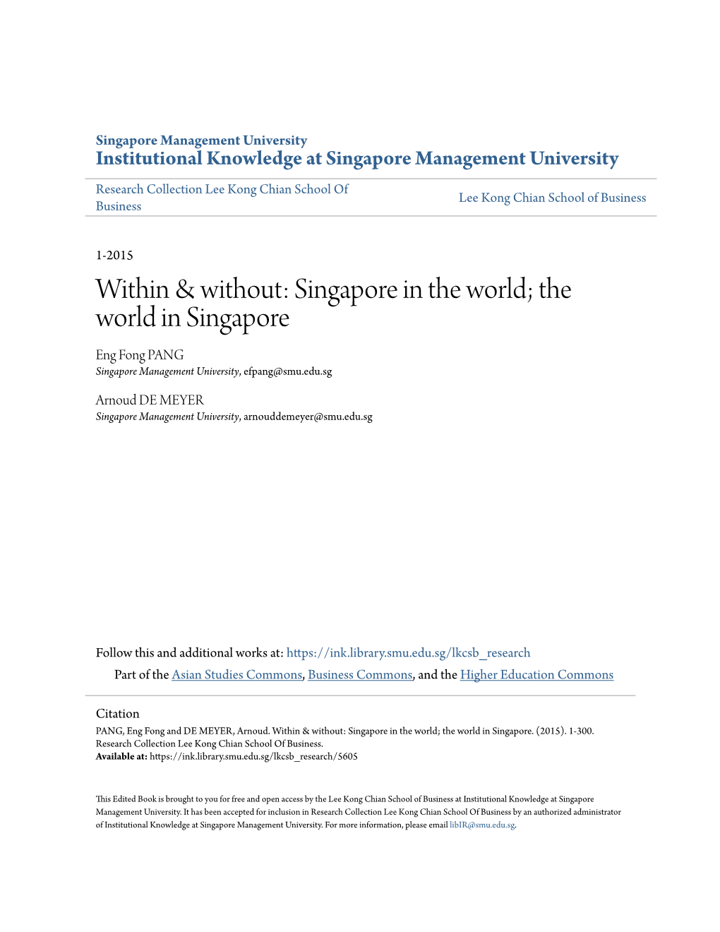 Within & Without: Singapore in the World