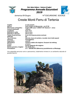 Creste Monti Ferru Di Tertenia