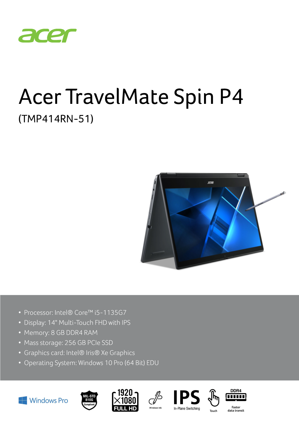 Acer Travelmate Spin P4 (TMP414RN-51)