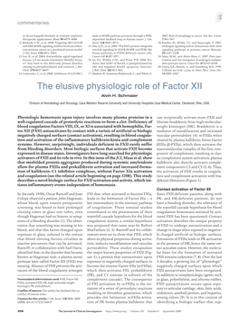 The Elusive Physiologic Role of Factor XII Alvin H