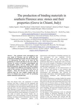 The Production of Binding Materials in Southern Florence Area: Stones and Their Properties (Greve in Chianti, Italy)
