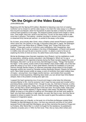 “On the Origin of the Video Essay” JOHN BRESLAND