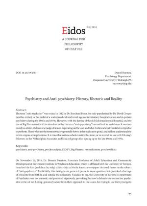 Psychiatry and Anti-Psychiatry: History, Rhetoric and Reality