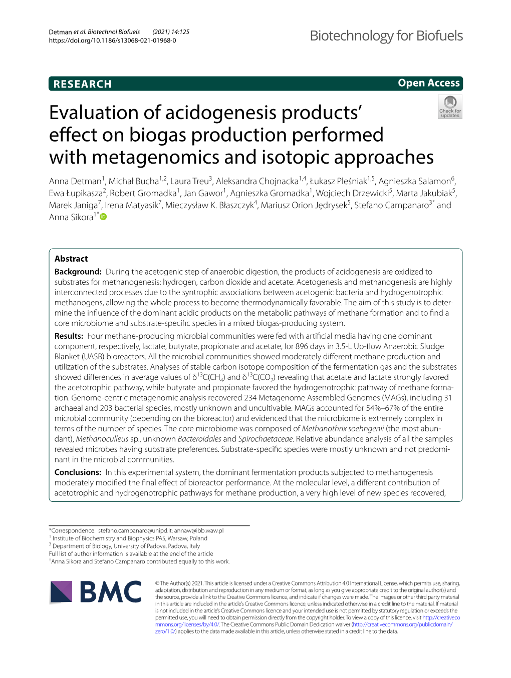 Evaluation of Acidogenesis Products' Effect on Biogas Production