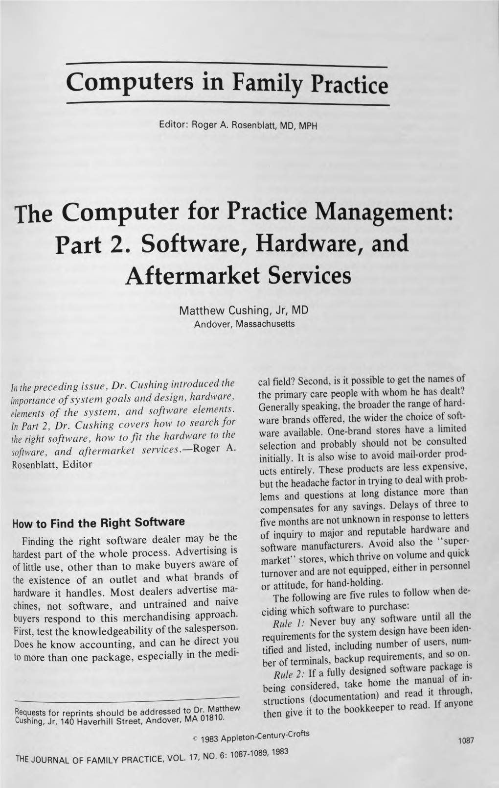 The Computer for Practice Management: Part 2