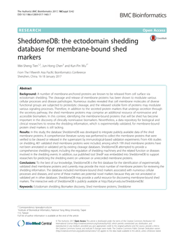 The Ectodomain Shedding Database for Membrane-Bound Shed Markers Wei-Sheng Tien1,2, Jun-Hong Chen3 and Kun-Pin Wu1*
