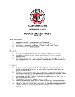 INDOOR SOCCER RULES Updated: 7/16