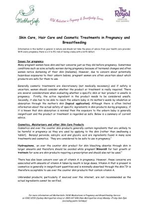 Skin Care, Hair Care and Cosmetic Treatments in Pregnancy and Breastfeeding