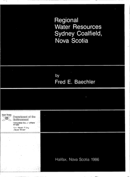 Regional Water Resources Sydney Coal Field, NS (Baechler, 1986)