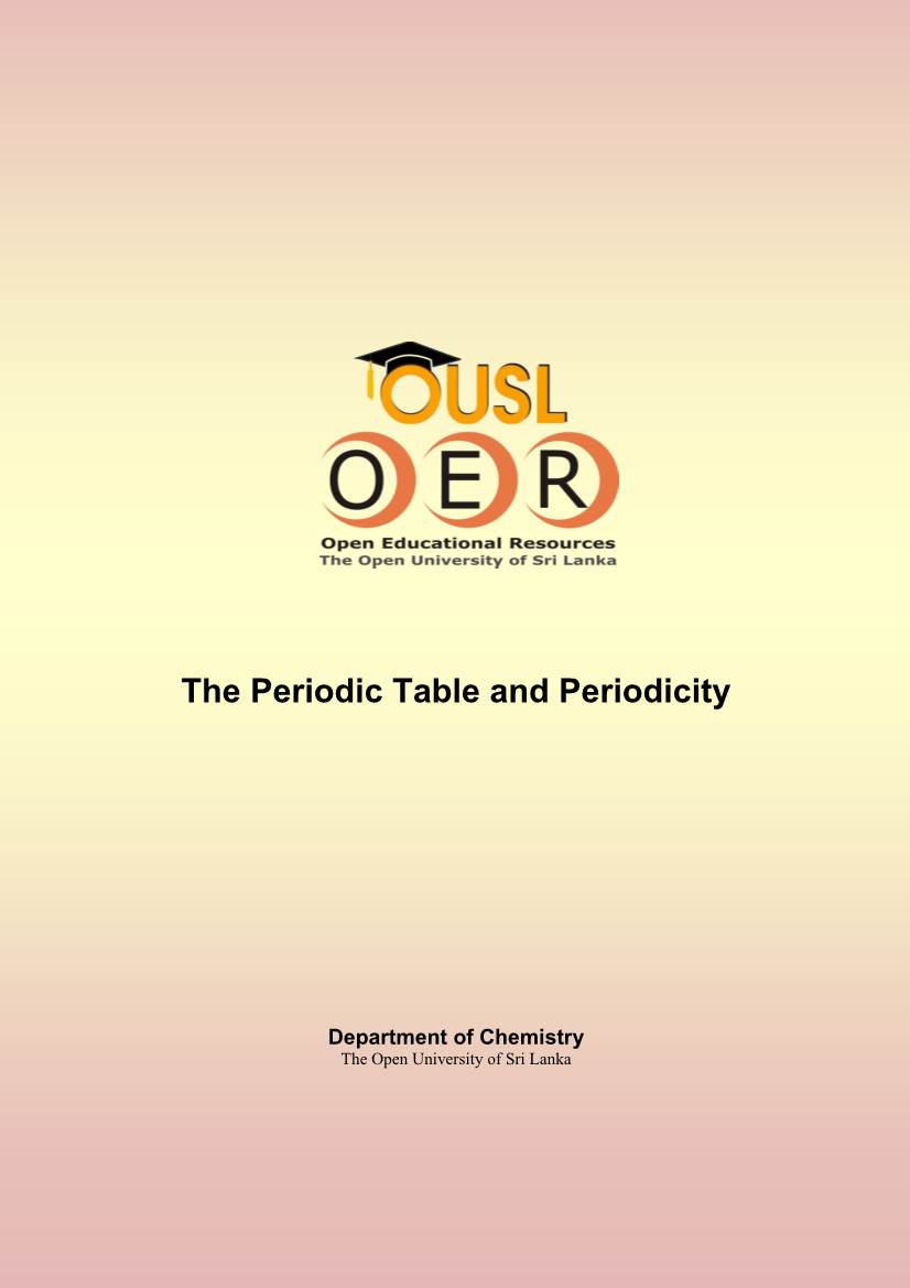 The Periodic Table and Periodicity