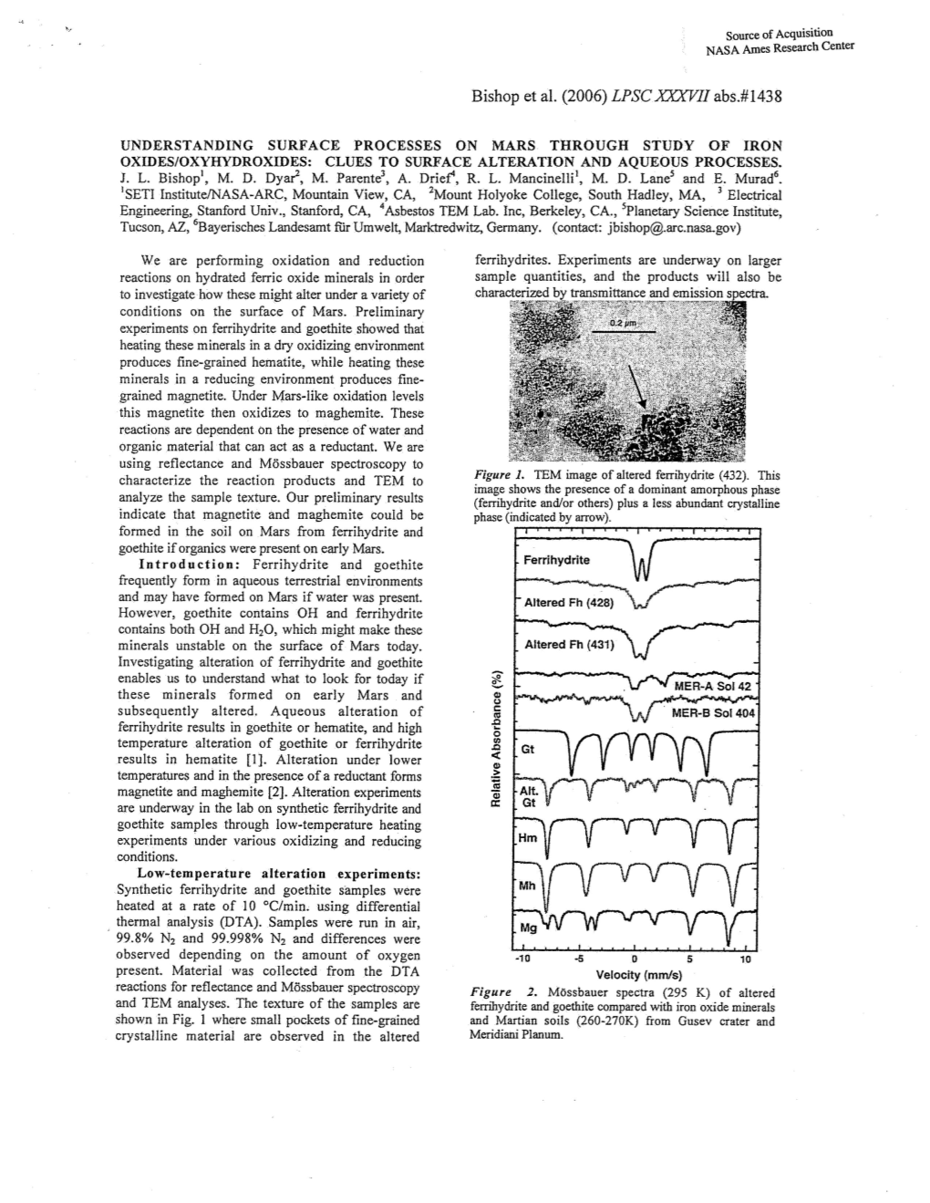 Bishop Et Al. (2006) LPSCXDXII Abs.#1438