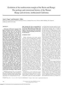 Evolution of the Northwestern Margin of the Basin and Range: the Geology and Extensional History of the Warner Range and Environs, Northeastern California