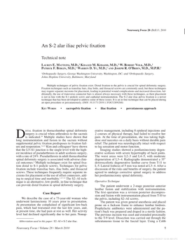 An S-2 Alar Iliac Pelvic Fixation