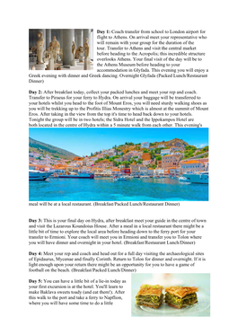 Year 7-8 Greece Trip Itinerary 2019