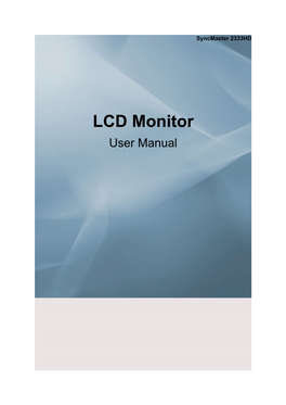 LCD Monitor User Manual Safety Instructions
