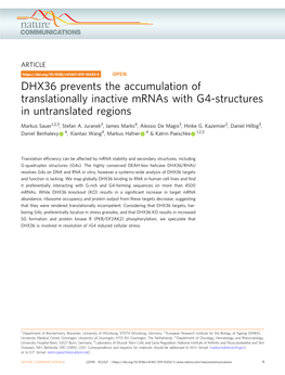 DHX36 Prevents the Accumulation of Translationally Inactive Mrnas with G4-Structures in Untranslated Regions