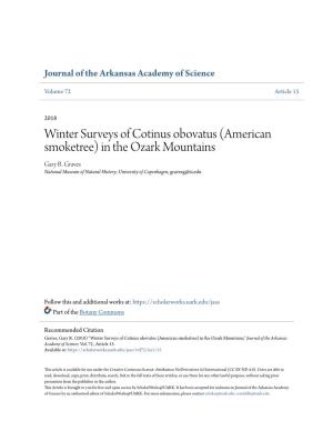 Winter Surveys of Cotinus Obovatus (American Smoketree) in the Ozark Mountains Gary R