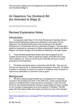 Air Departure Tax (Scotland) Bill (SP Bill 3A) As Amended at Stage 2